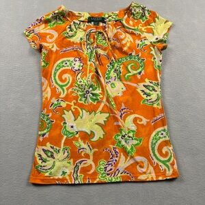Ralph Lauren Orange Paisley P Petite Tunic 100% Cotton NWT